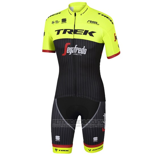 2017 Fahrradbekleidung Trek Segafredo Grun und Shwarz Trikot Kurzarm und Tragerhose